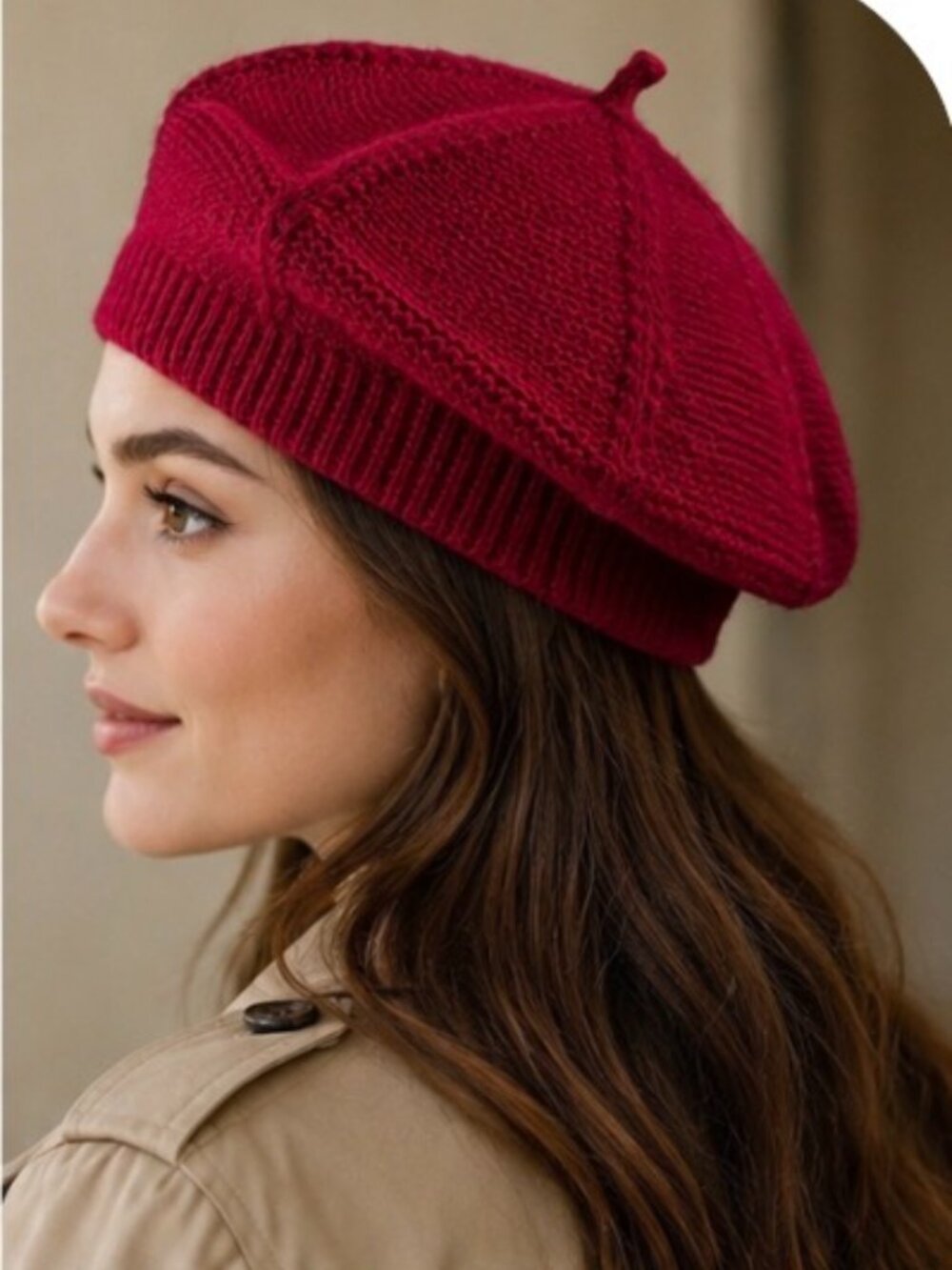 Retro Knitted Red Beret Hat Warm Fall Winter Like NEW